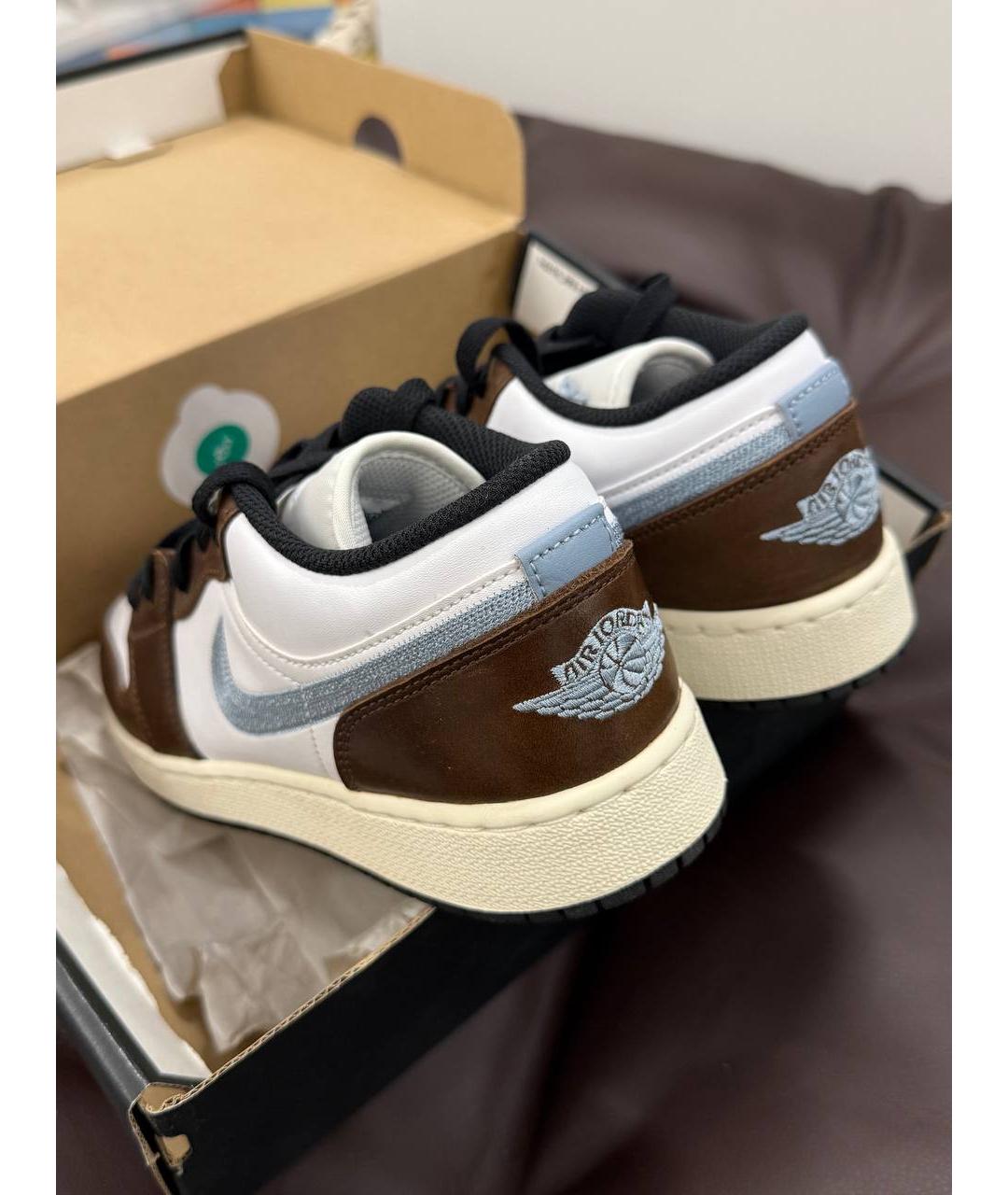 JORDAN Коричневые кожаные кроссовки, фото 6