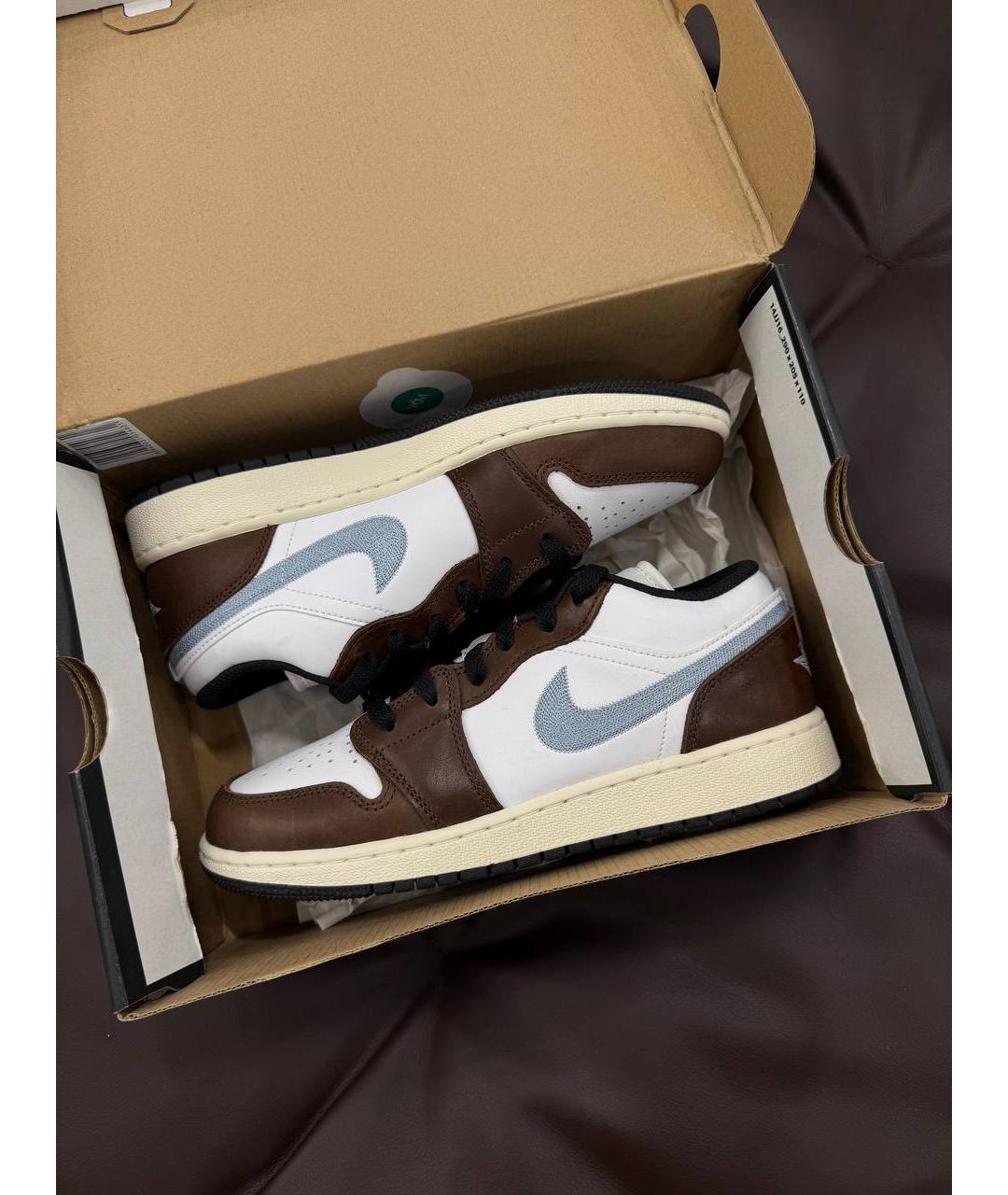 JORDAN Коричневые кожаные кроссовки, фото 4