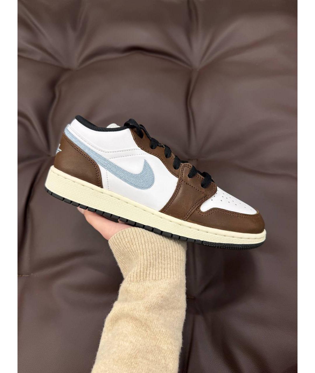 JORDAN Коричневые кожаные кроссовки, фото 2