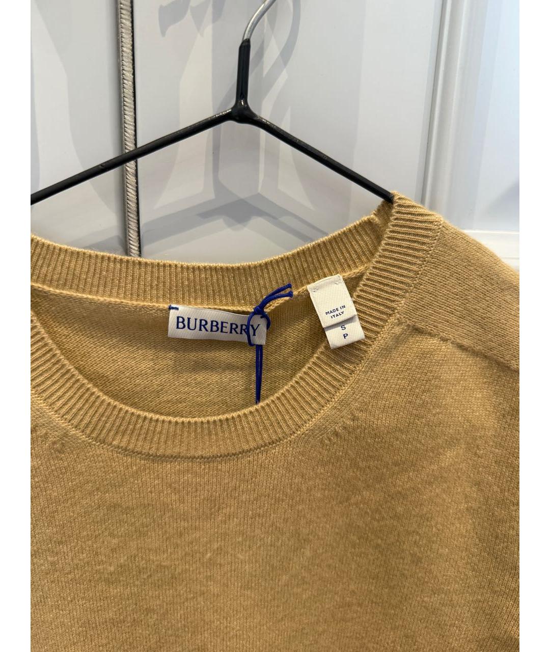 BURBERRY Горчичный кашемировый джемпер / свитер, фото 6