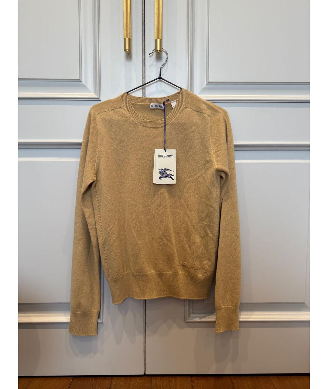 BURBERRY Горчичный кашемировый джемпер / свитер, фото 3