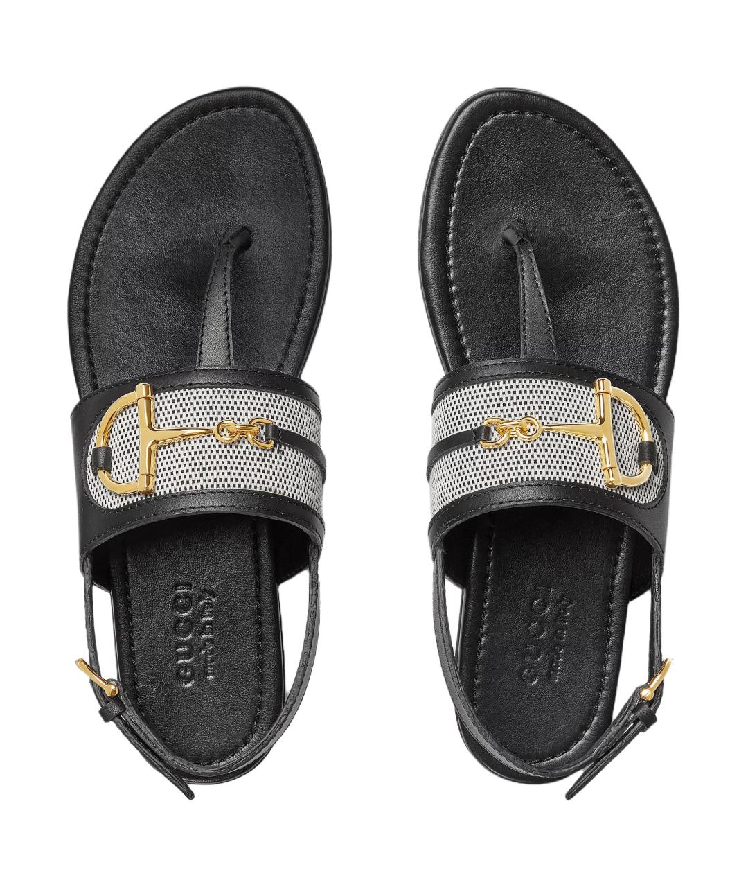 GUCCI Черные кожаные сандалии, фото 4