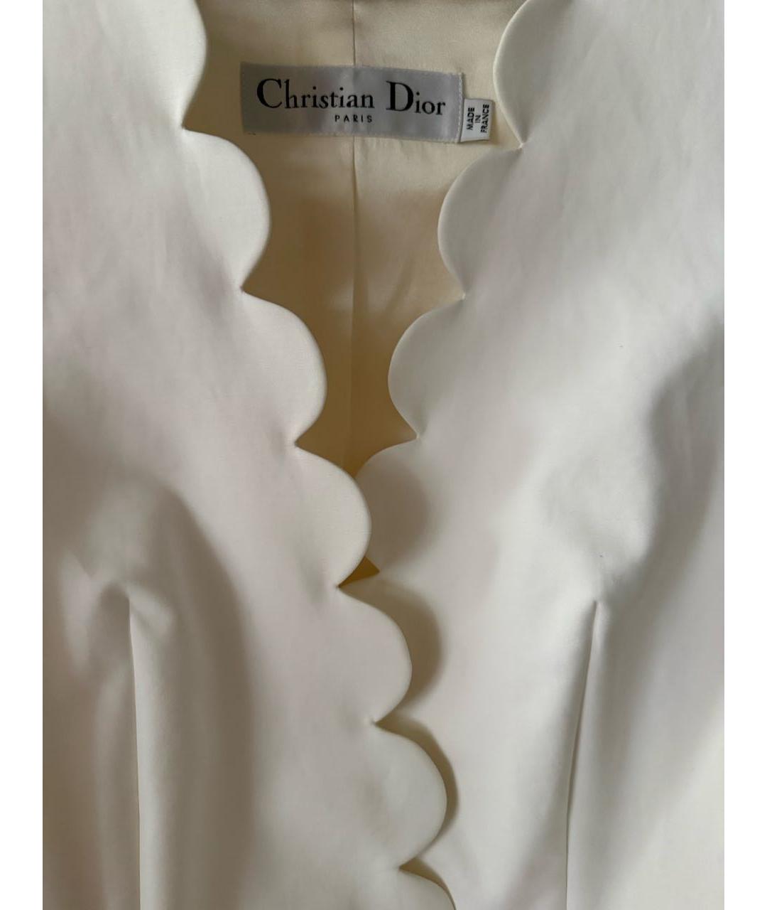 CHRISTIAN DIOR Белый хлопко-эластановый жакет/пиджак, фото 4