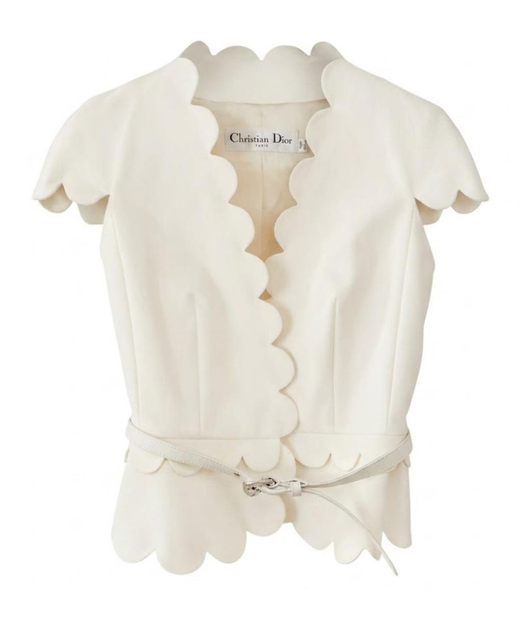 CHRISTIAN DIOR Белый хлопко-эластановый жакет/пиджак, фото 1