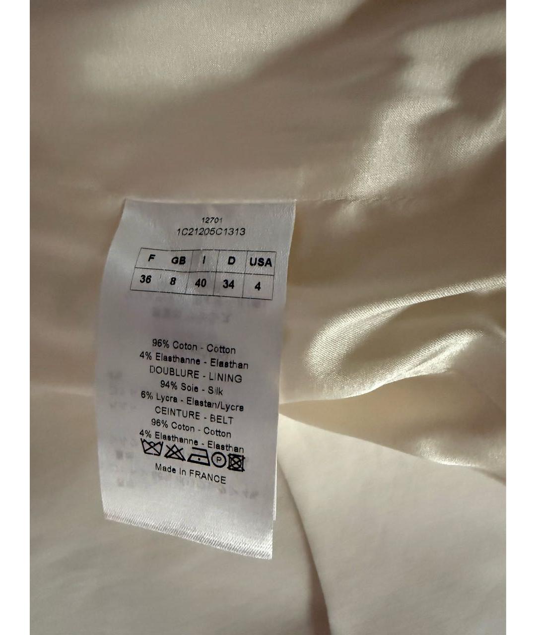 CHRISTIAN DIOR Белый хлопко-эластановый жакет/пиджак, фото 5