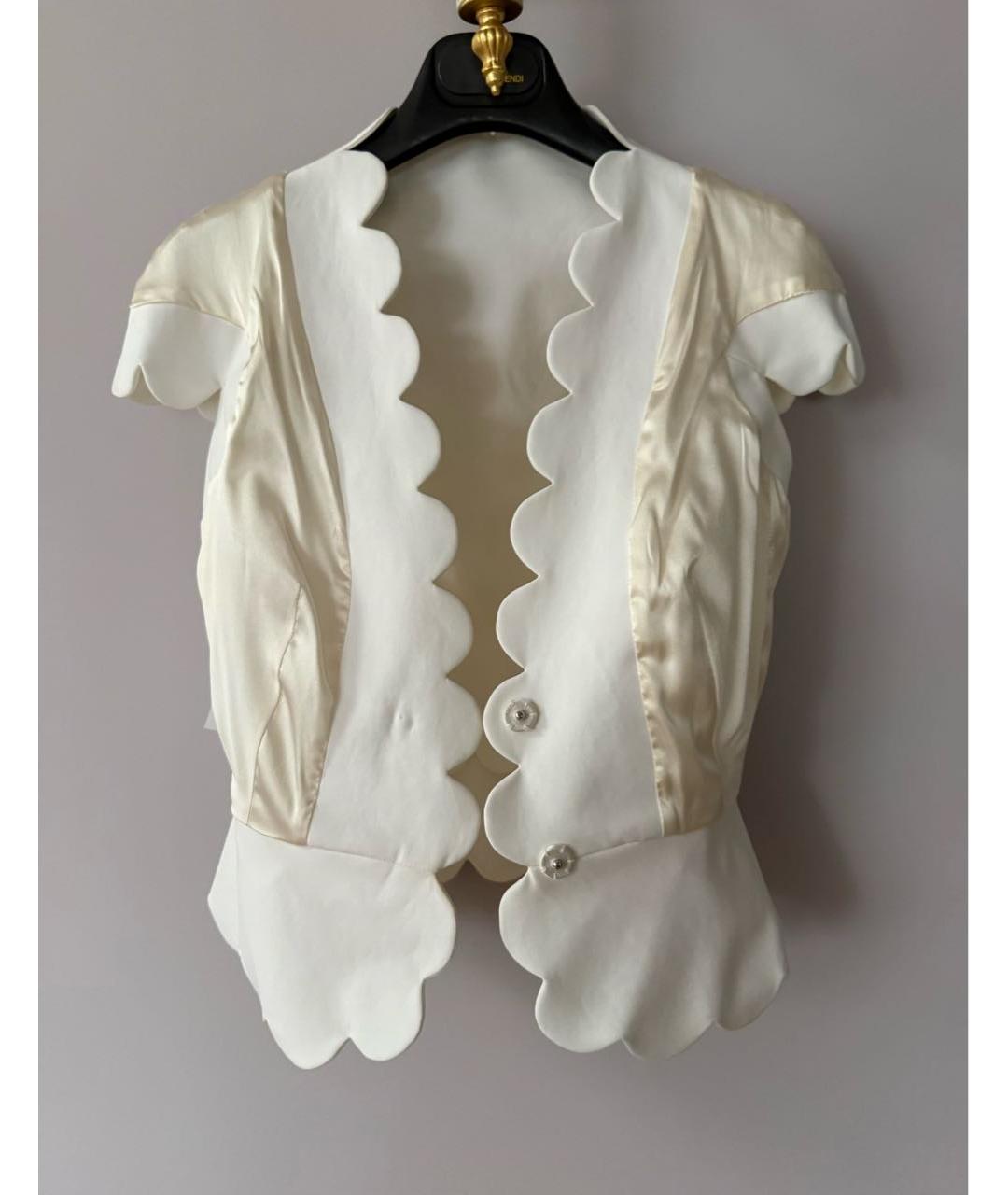 CHRISTIAN DIOR Белый хлопко-эластановый жакет/пиджак, фото 3