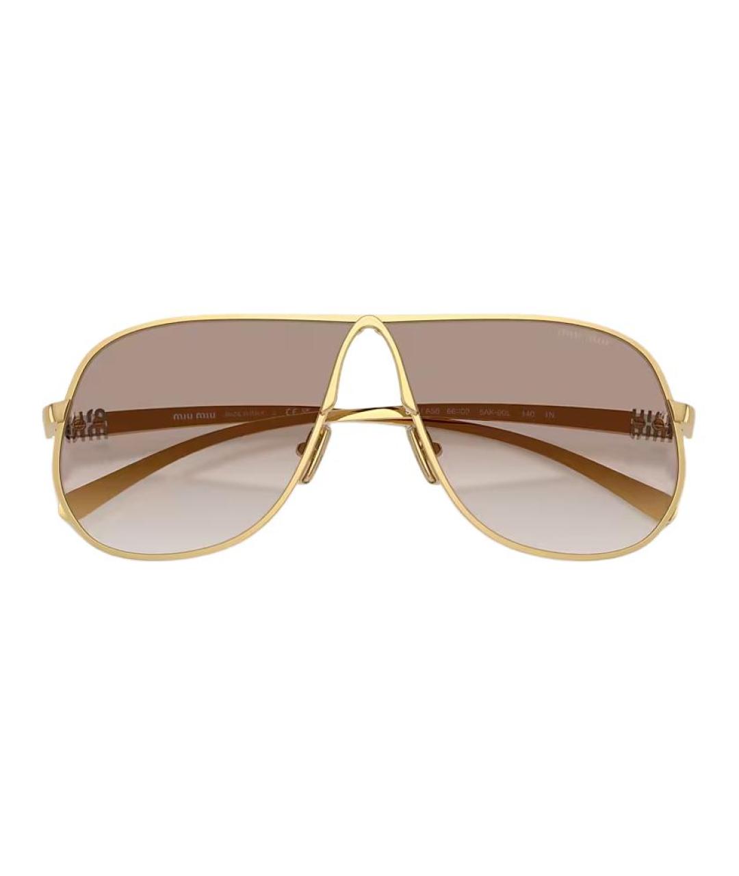 MIU MIU Золотые металлические солнцезащитные очки, фото 5