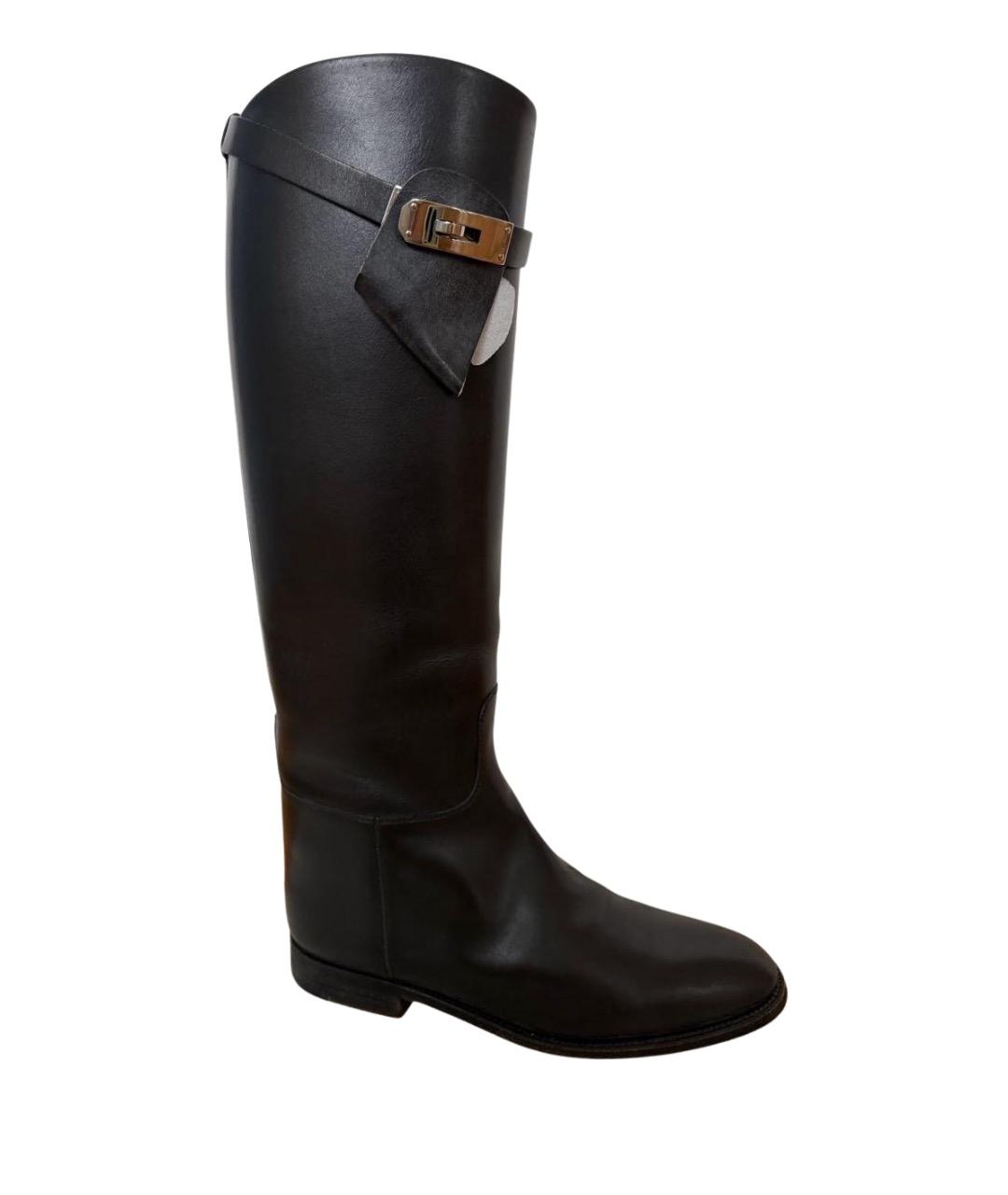 HERMES Черные кожаные сапоги, фото 1