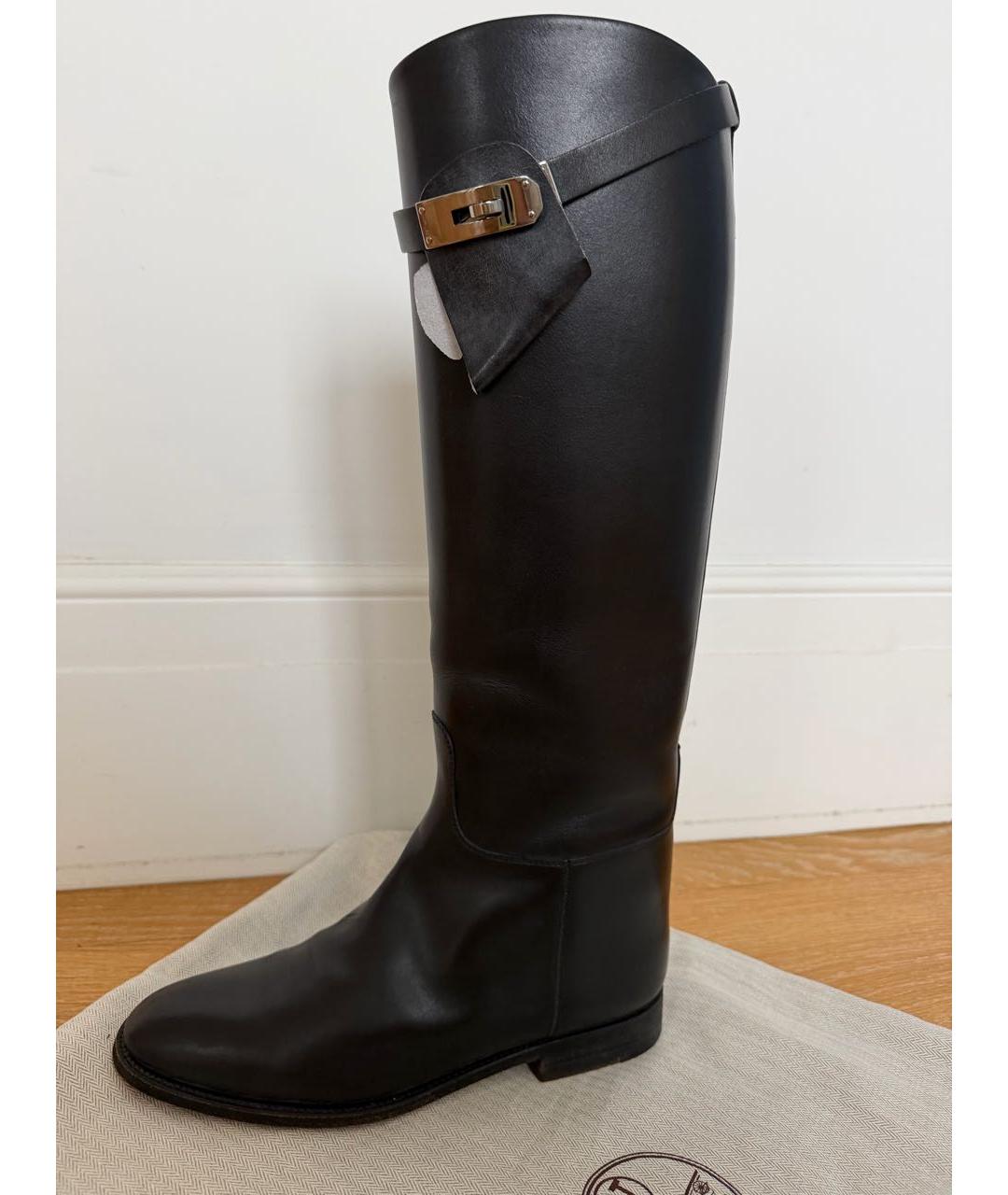HERMES Черные кожаные сапоги, фото 4