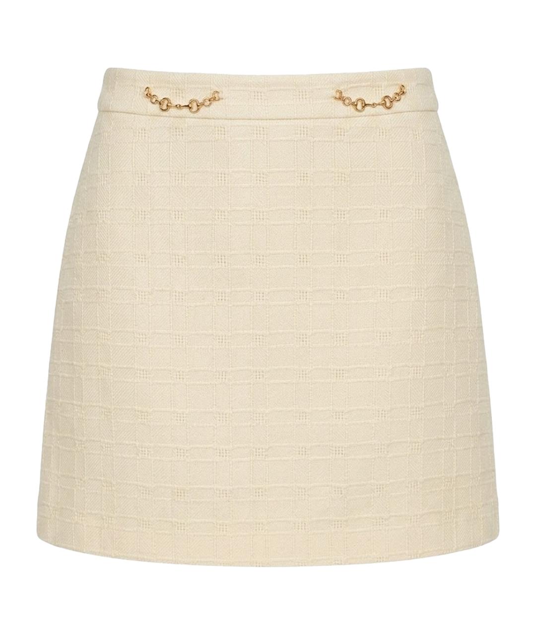 GUCCI Бежевая хлопковая юбка мини, фото 1