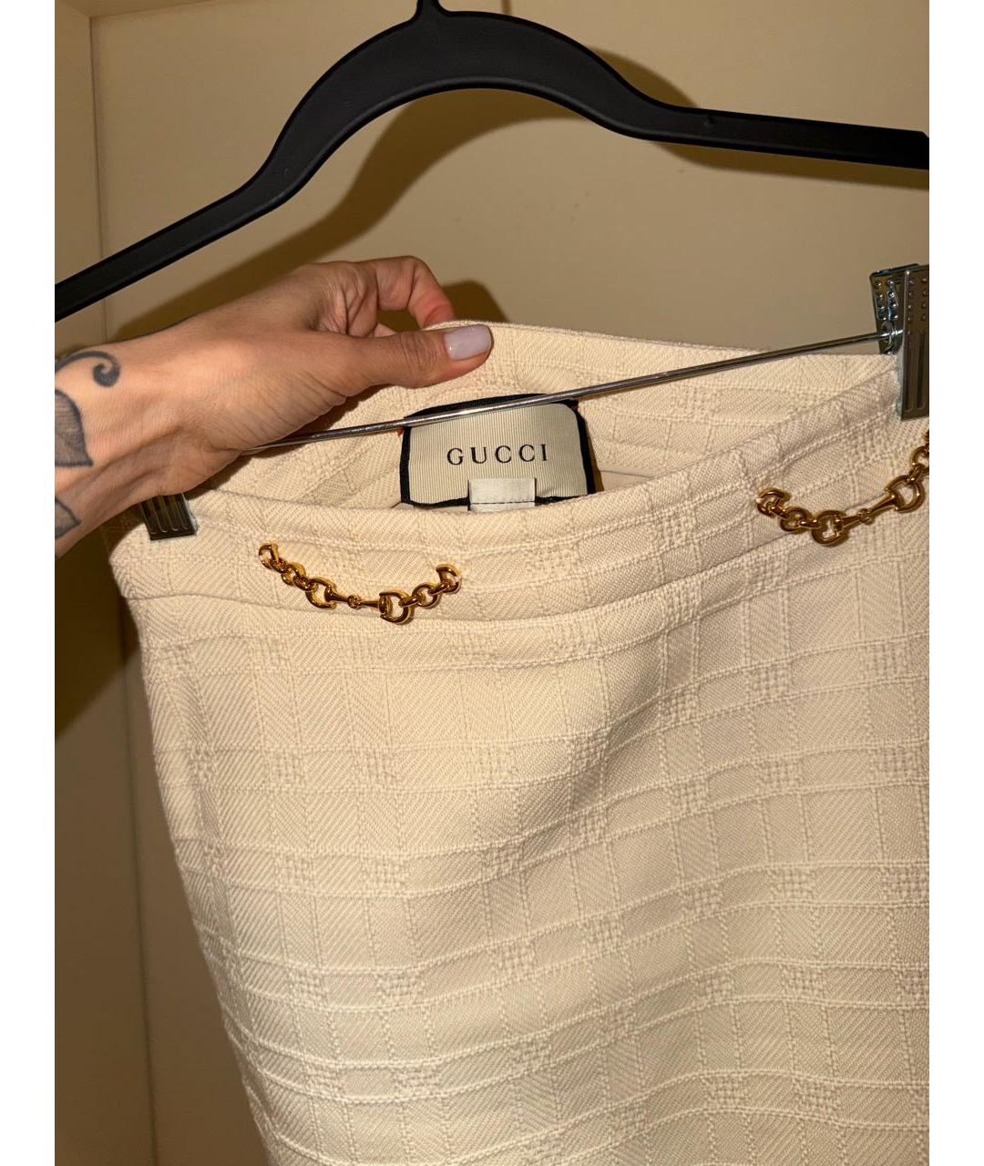 GUCCI Бежевая хлопковая юбка мини, фото 3