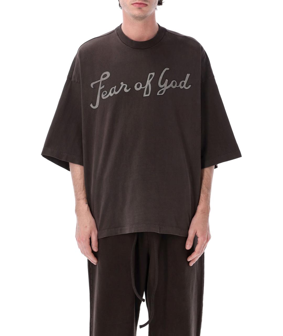 FEAR OF GOD Коричневая хлопковая футболка, фото 1