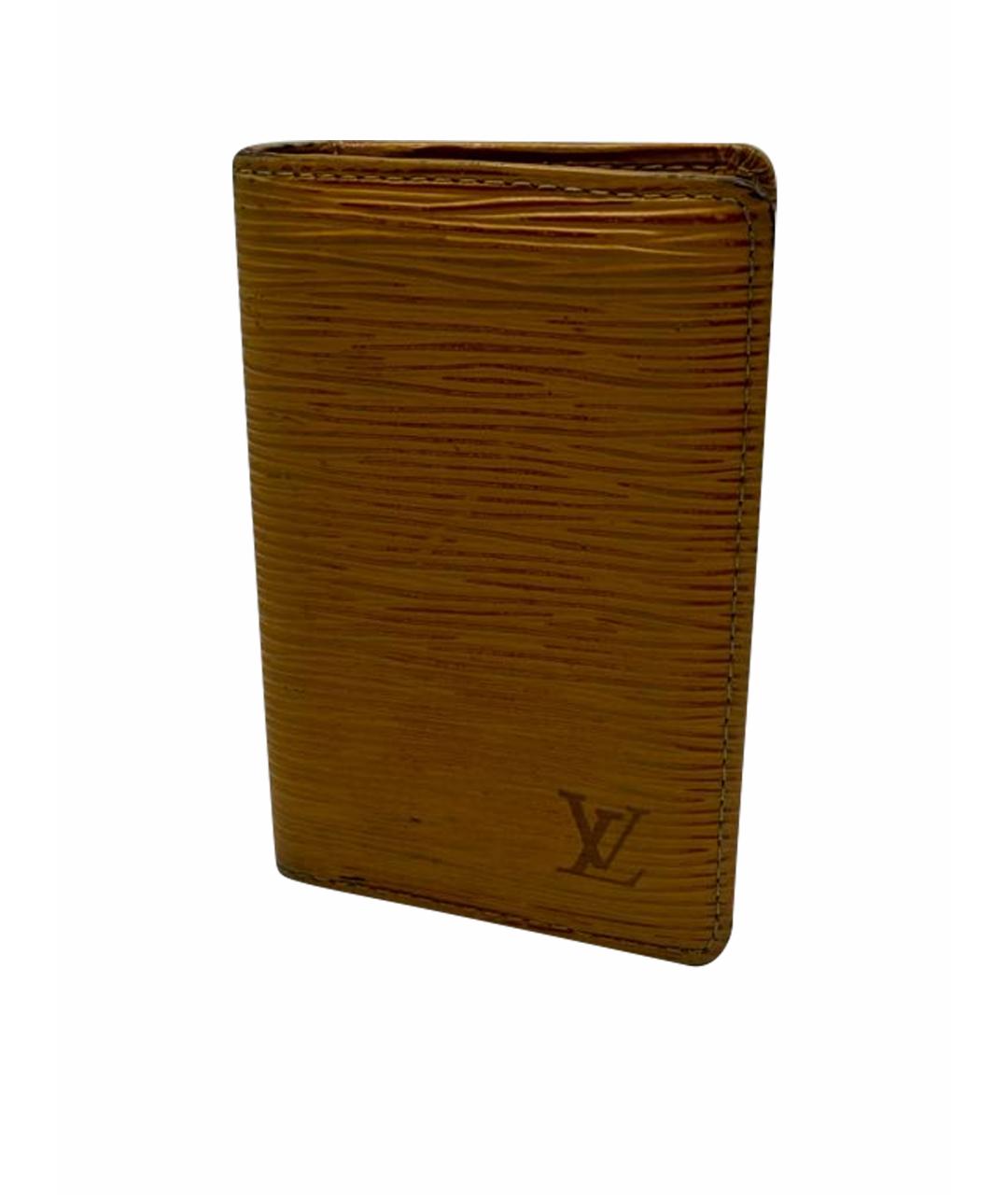 LOUIS VUITTON Горчичный кожаный кардхолдер, фото 1