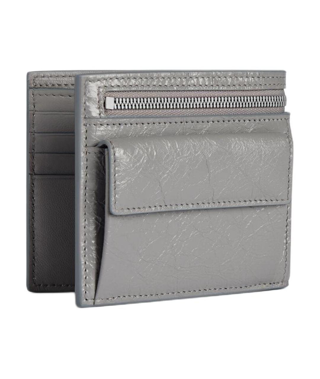 BALENCIAGA Серый кожаный кошелек, фото 2