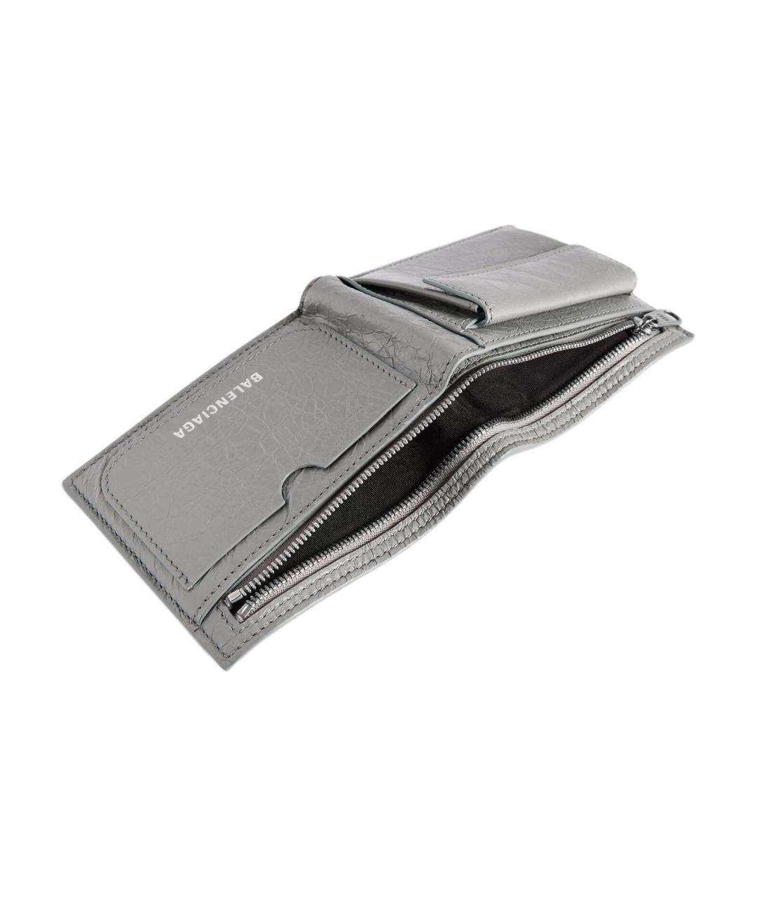 BALENCIAGA Серый кожаный кошелек, фото 4