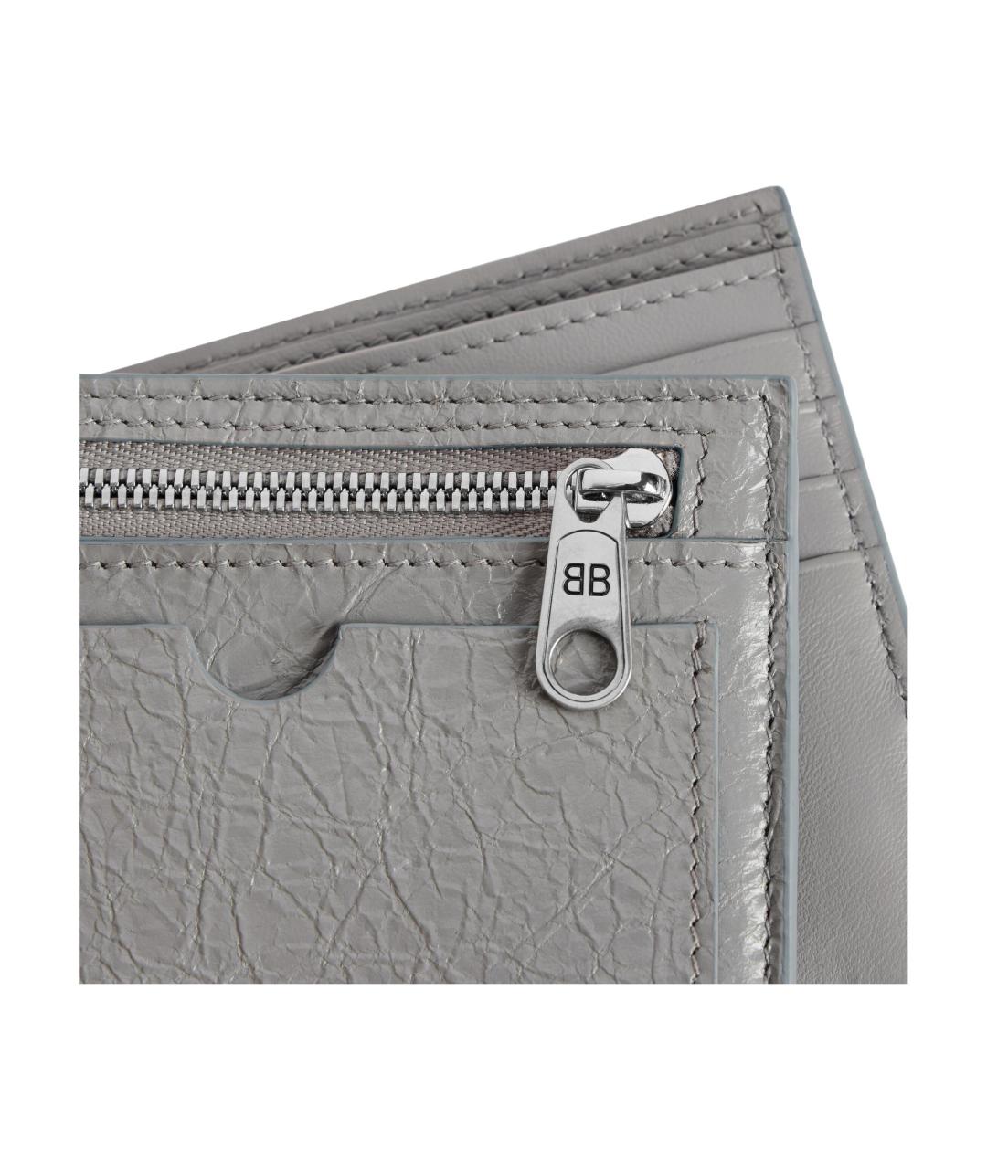 BALENCIAGA Серый кожаный кошелек, фото 5