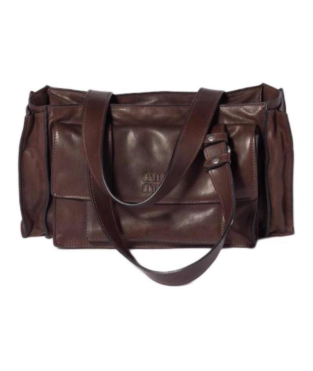 MIU MIU Коричневая кожаная сумка через плечо, фото 1