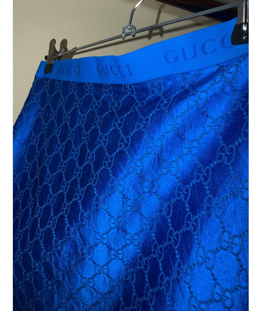 GUCCI Темно-синий шелковый костюм с юбками, фото 3