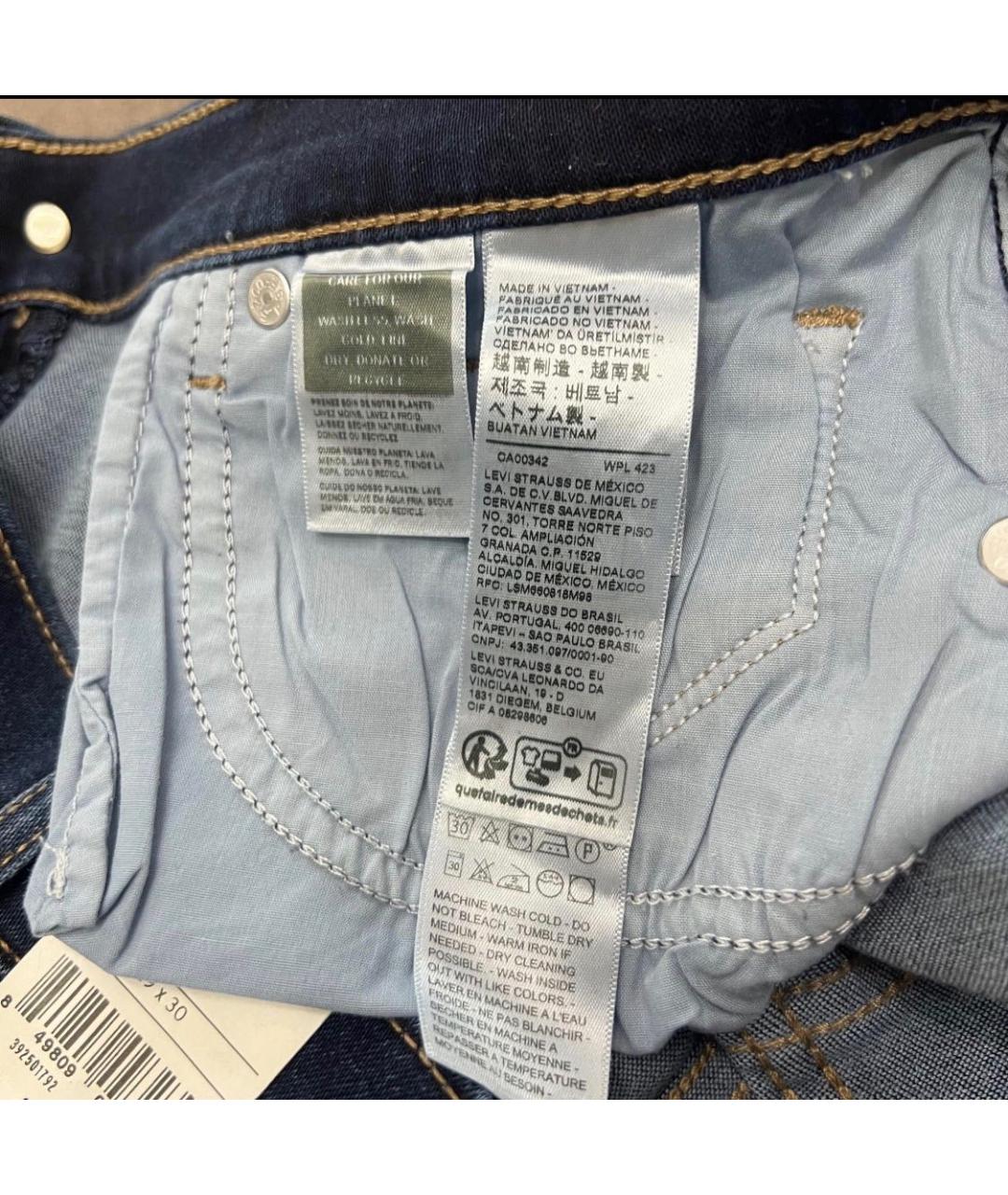 LEVI'S Синие хлопко-полиэстеровые прямые джинсы, фото 7