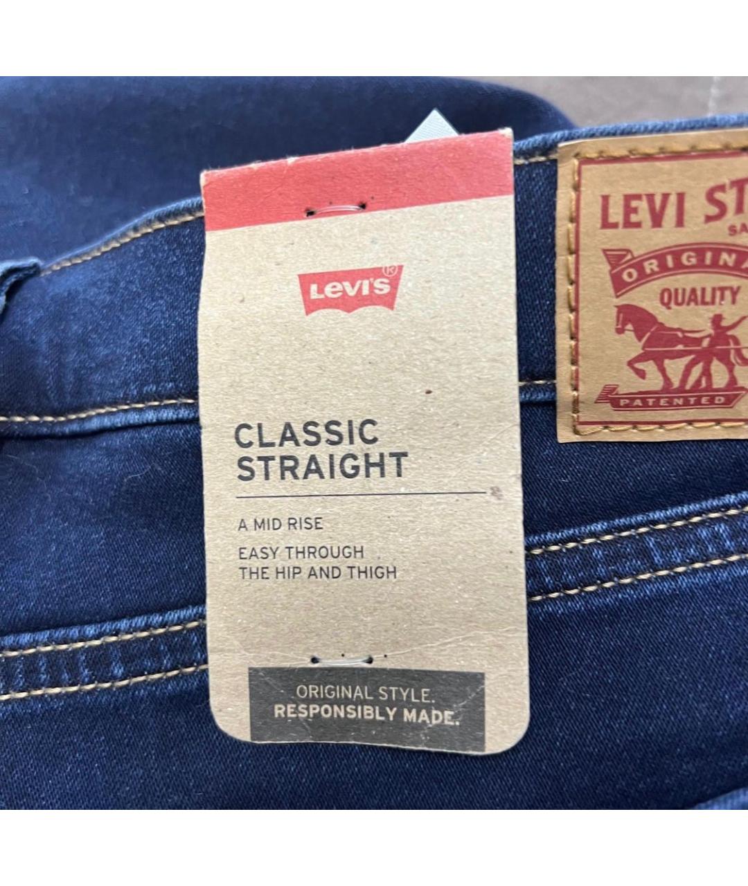 LEVI'S Синие хлопко-полиэстеровые прямые джинсы, фото 4