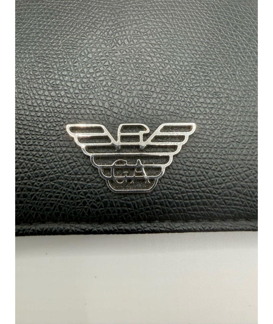 EMPORIO ARMANI Черный кожаный кошелек, фото 4