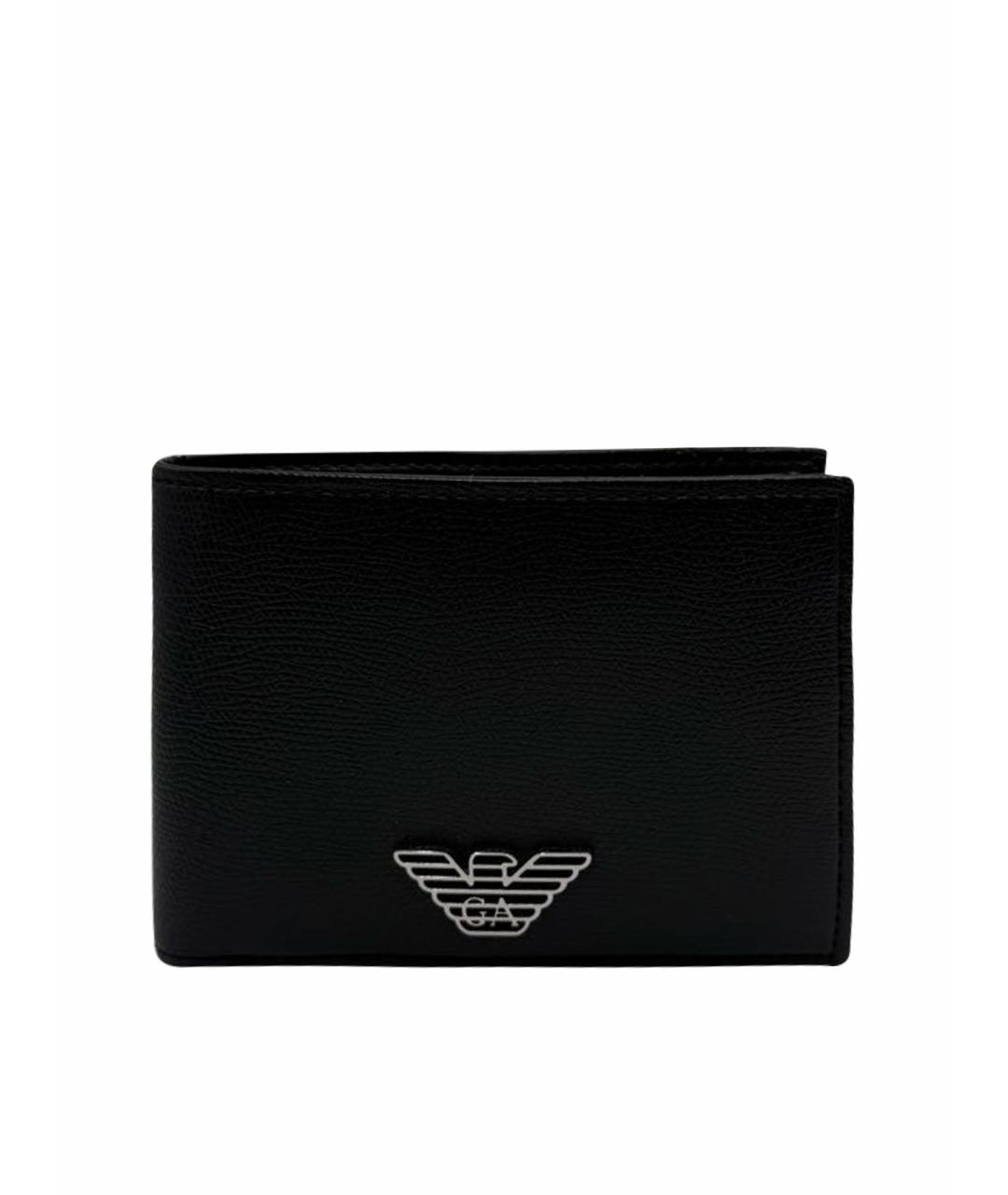 EMPORIO ARMANI Черный кожаный кошелек, фото 1