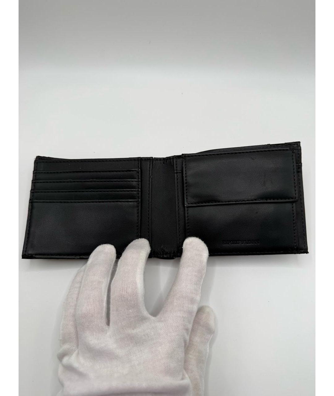 EMPORIO ARMANI Черный кожаный кошелек, фото 5
