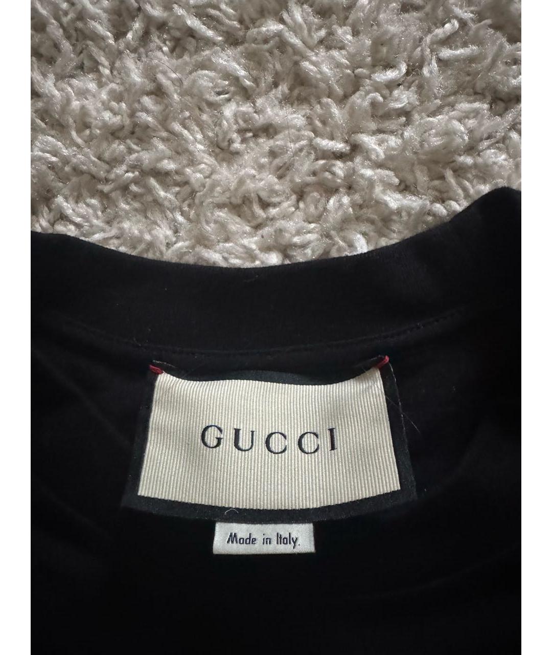 GUCCI Черная хлопковая футболка, фото 2