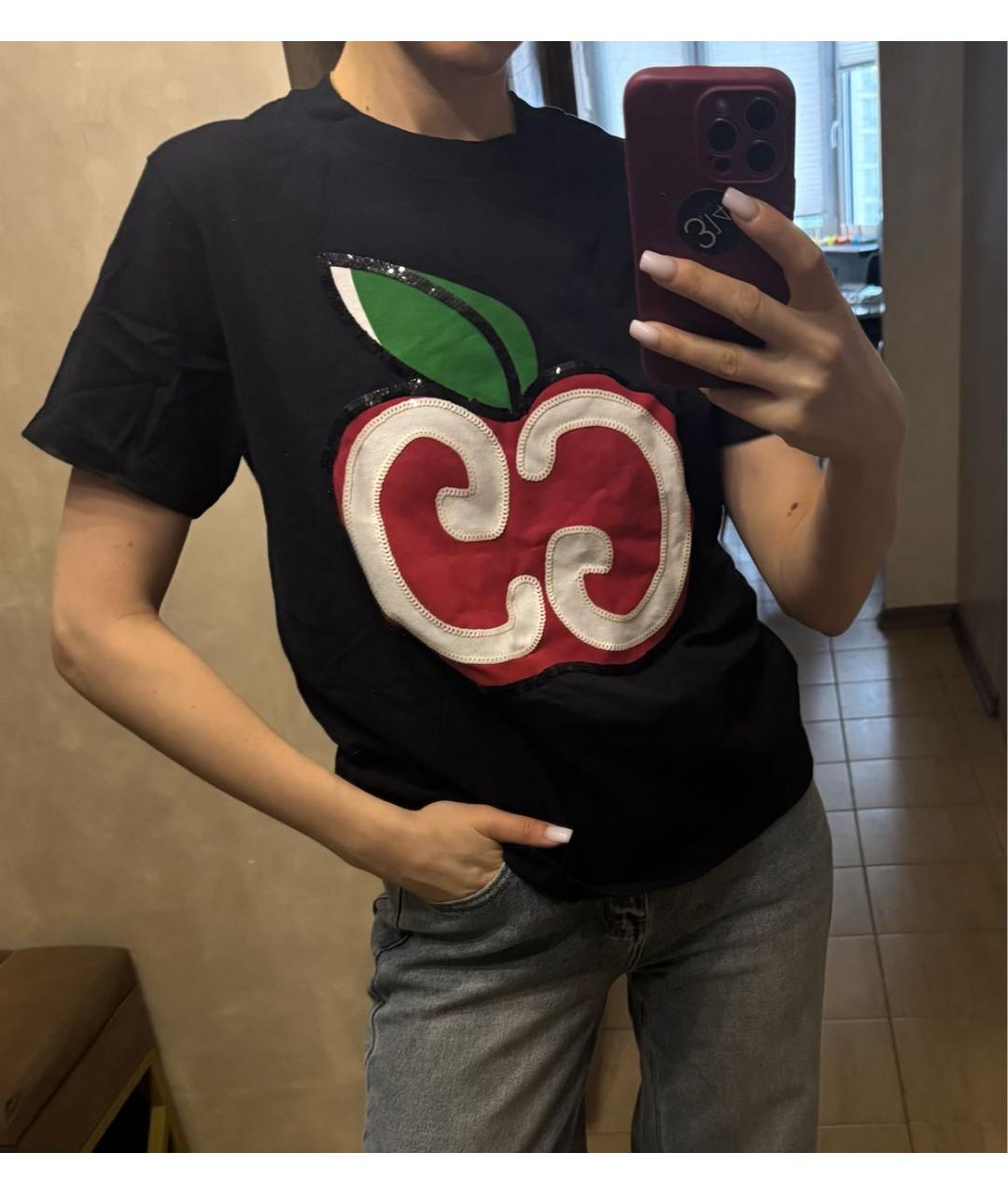 GUCCI Черная хлопковая футболка, фото 3