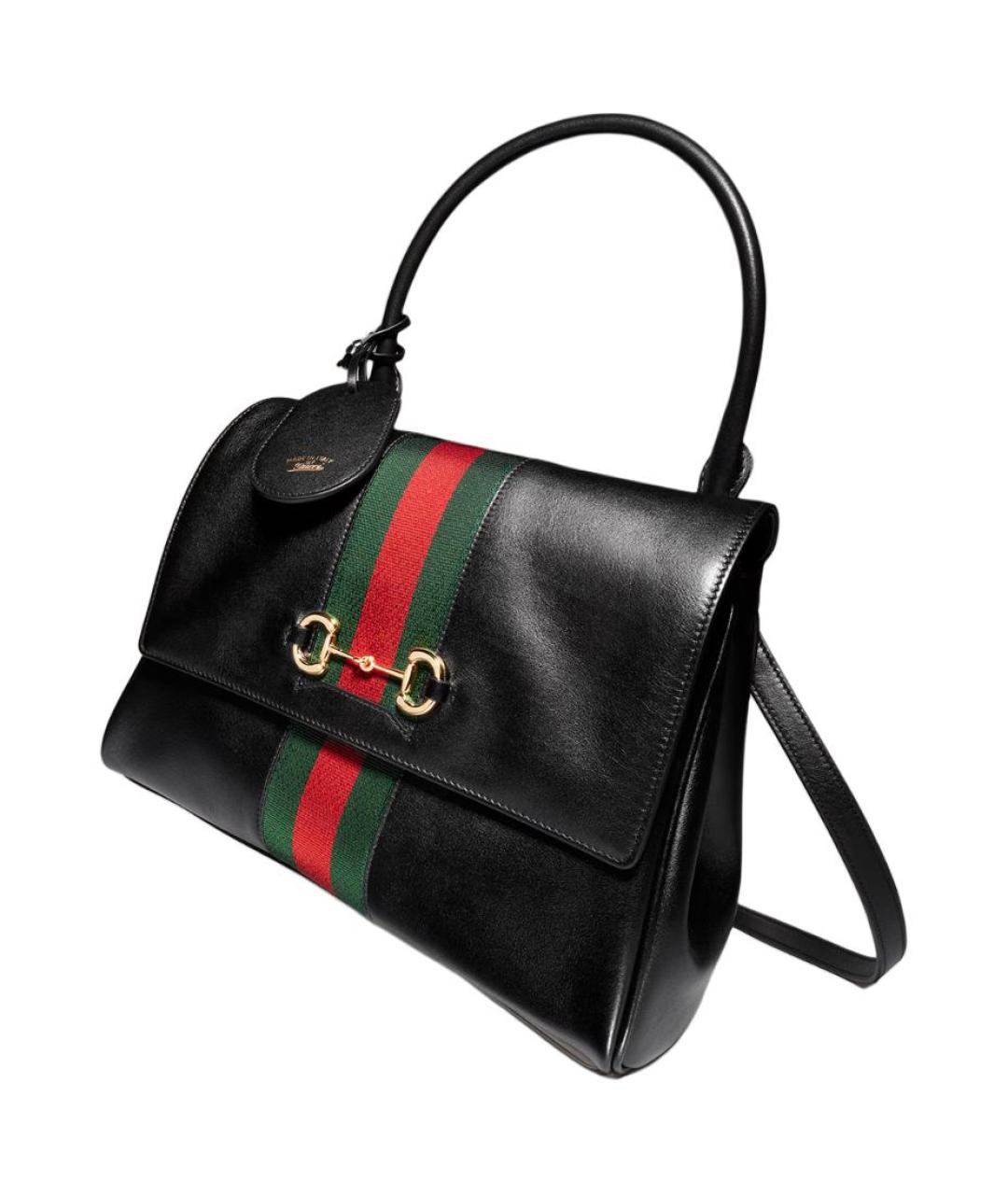 GUCCI Черная кожаная сумка с короткими ручками, фото 5