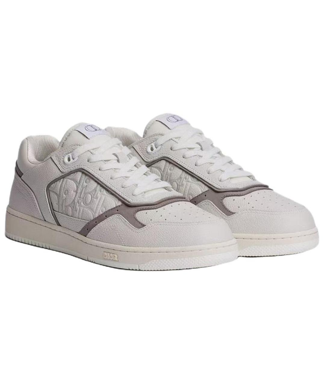 CHRISTIAN DIOR Серые кожаные низкие кроссовки / кеды, фото 3