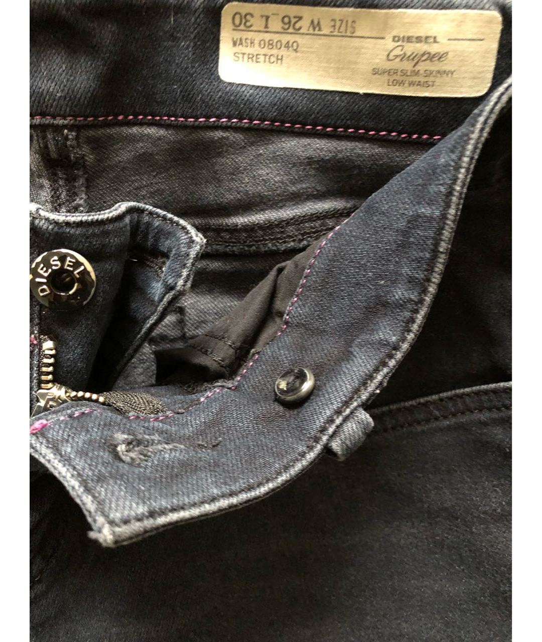 DIESEL Темно-синие хлопко-лиоцелловые джинсы слим, фото 3
