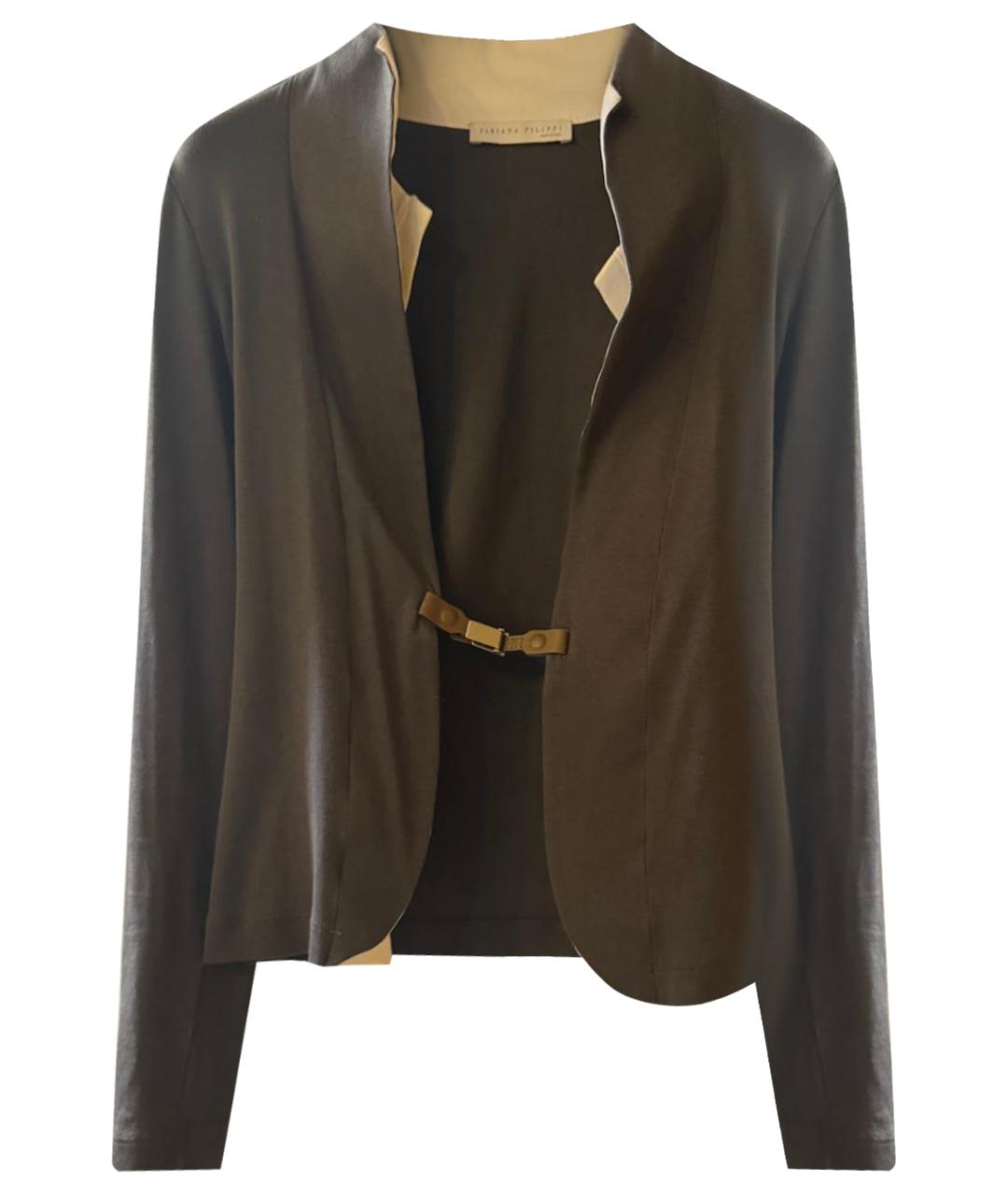 FABIANA FILIPPI Коричневый хлопковый кардиган, фото 1