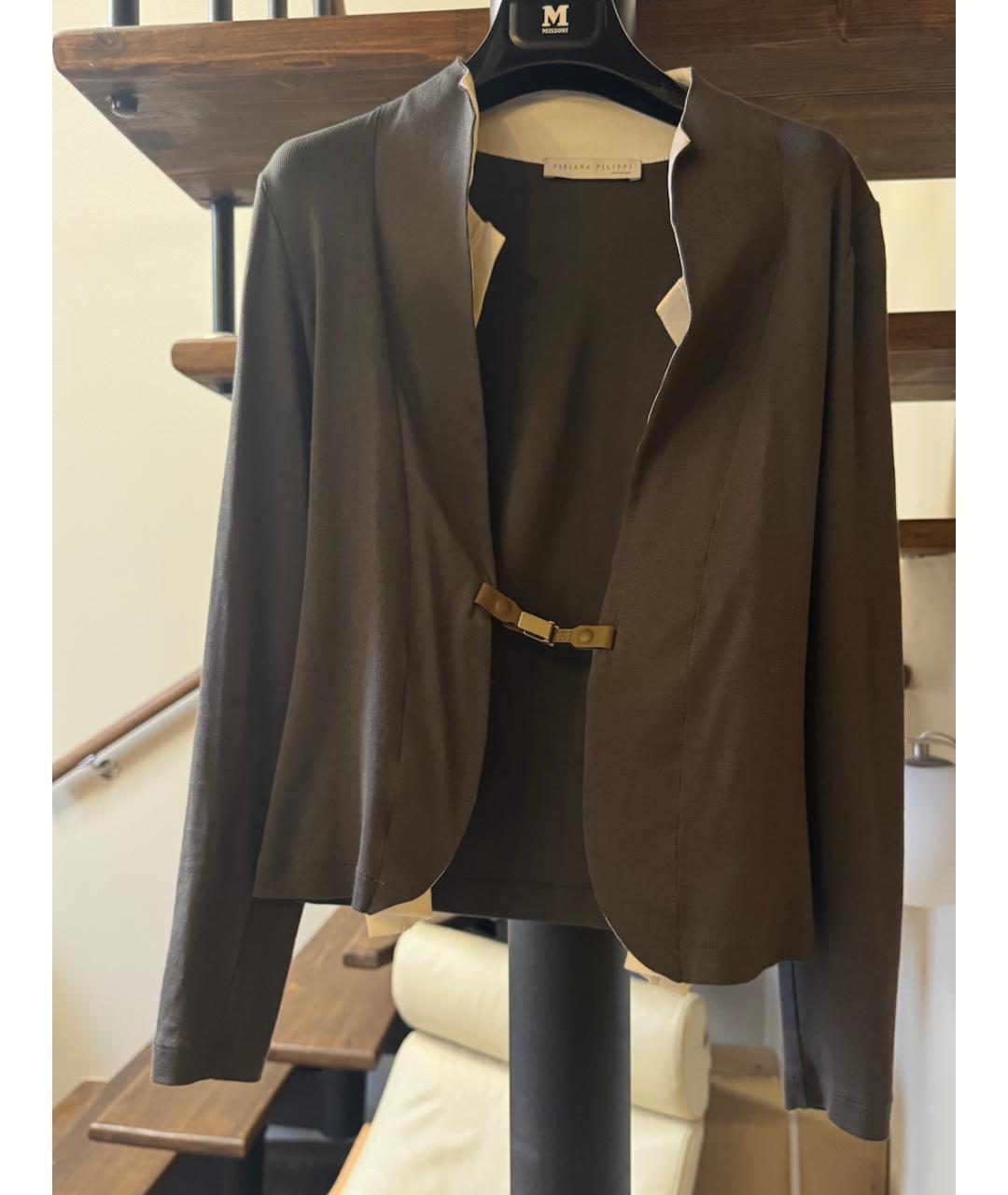 FABIANA FILIPPI Коричневый хлопковый кардиган, фото 4