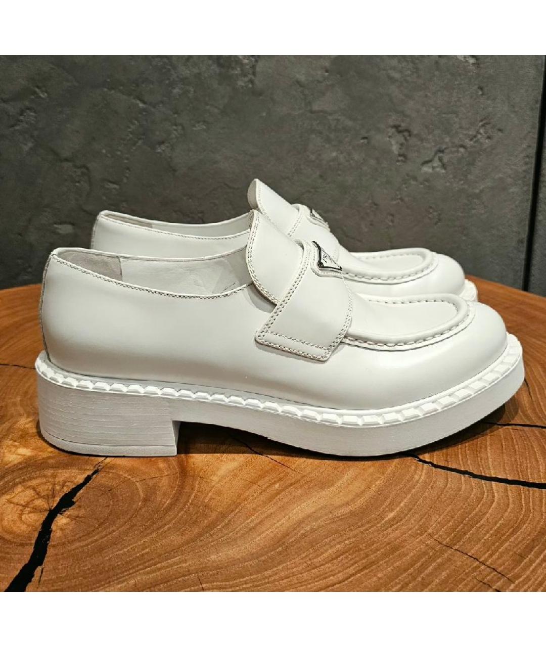PRADA Белые кожаные лоферы, фото 8