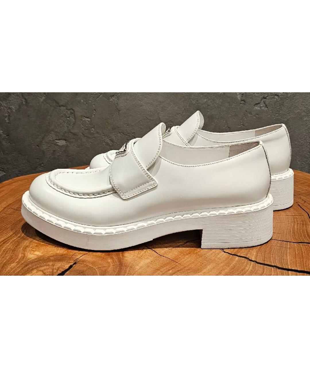 PRADA Белые кожаные лоферы, фото 5