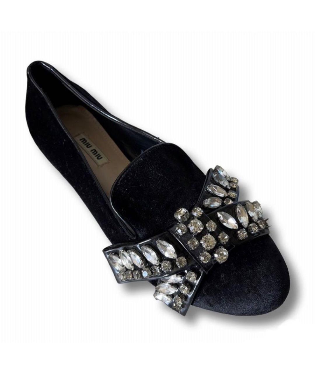 MIU MIU Черные бархатные балетки, фото 7