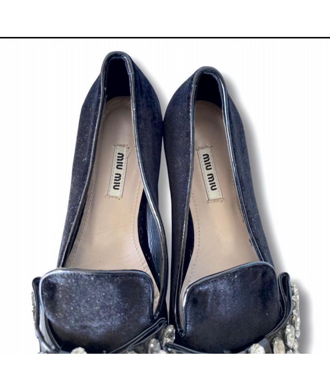 MIU MIU Черные бархатные балетки, фото 8