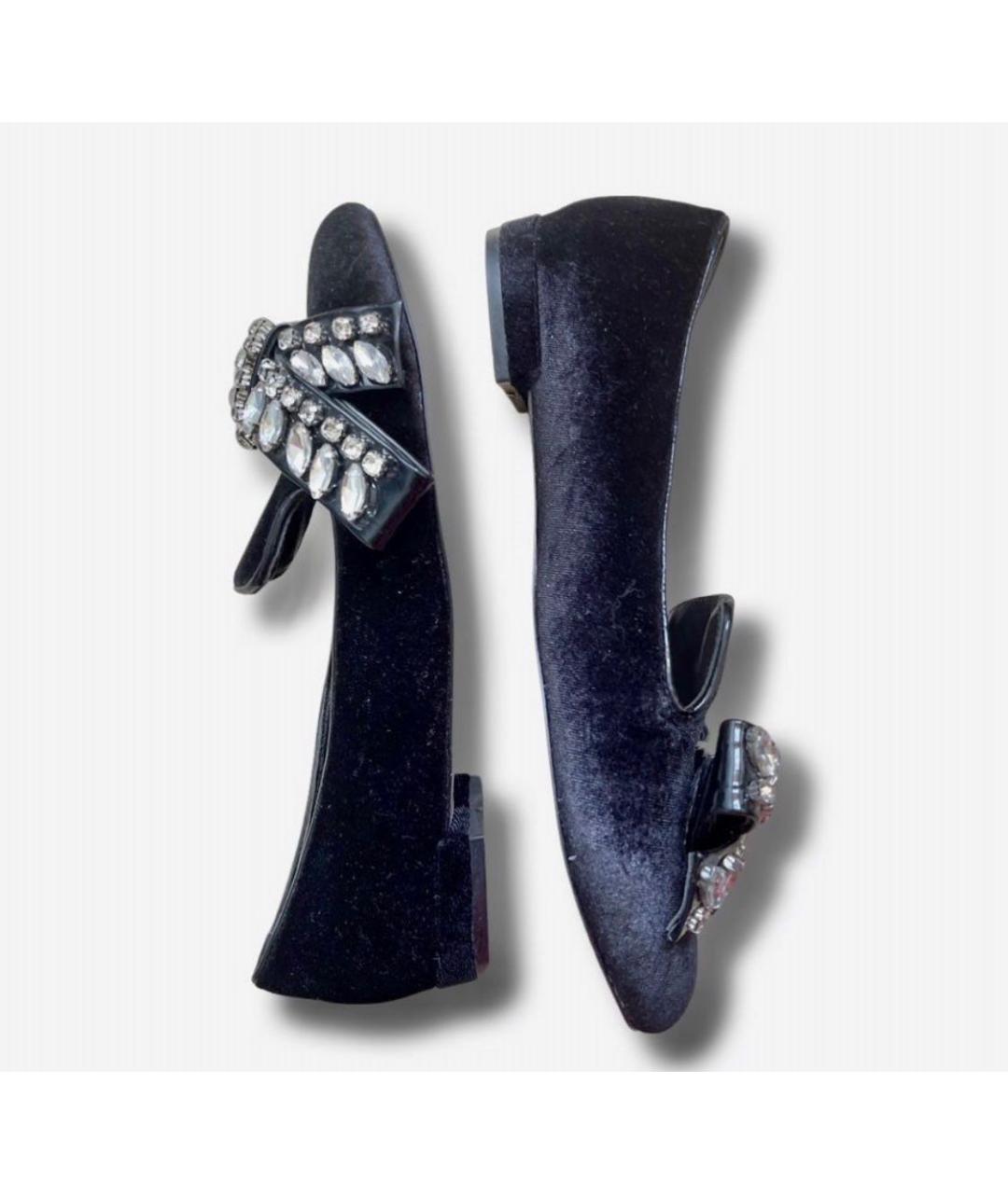 MIU MIU Черные бархатные балетки, фото 5