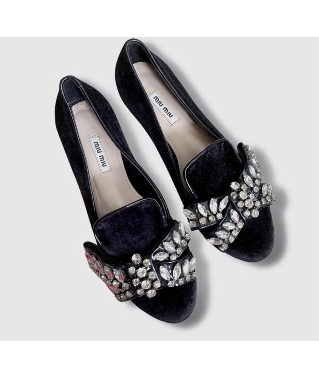MIU MIU Черные бархатные балетки, фото 2