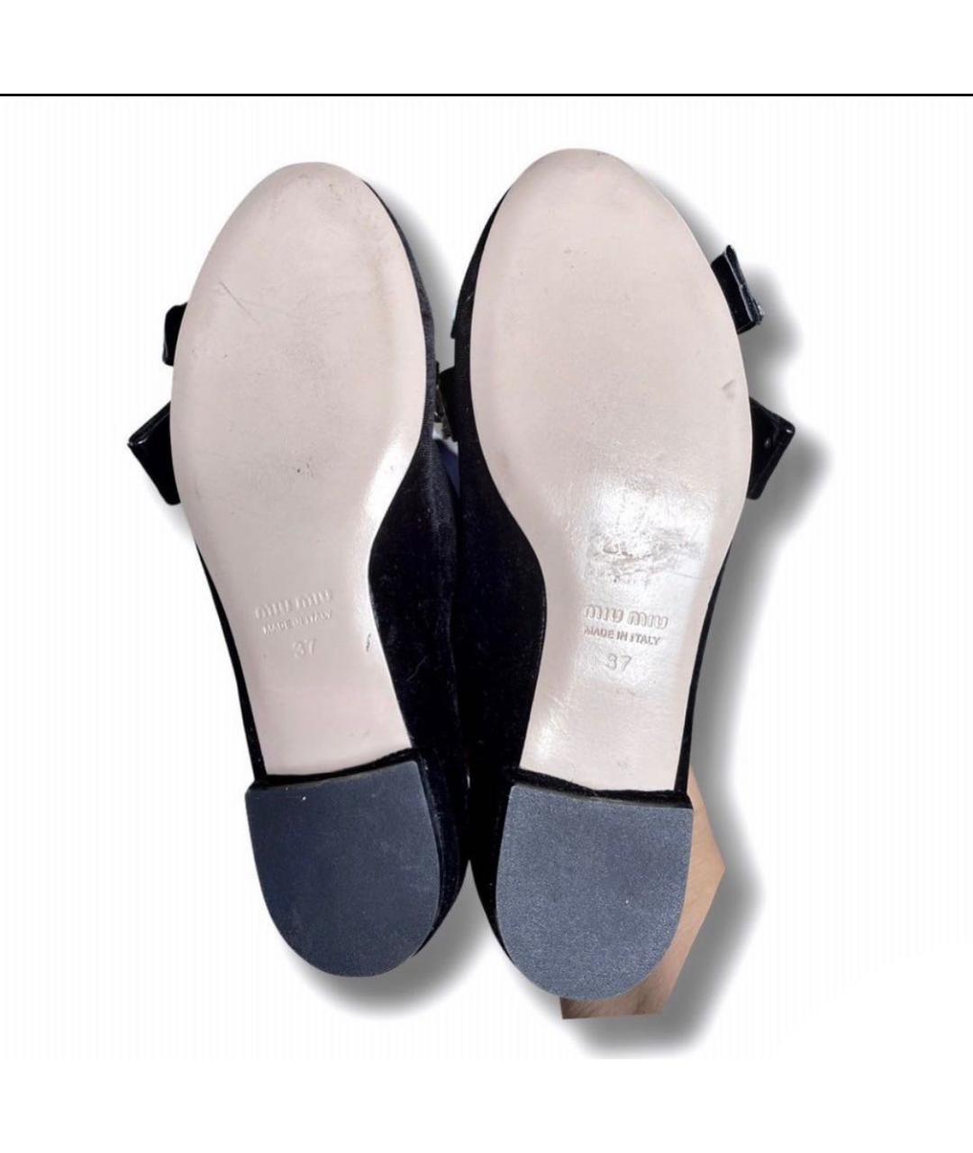 MIU MIU Черные бархатные балетки, фото 4