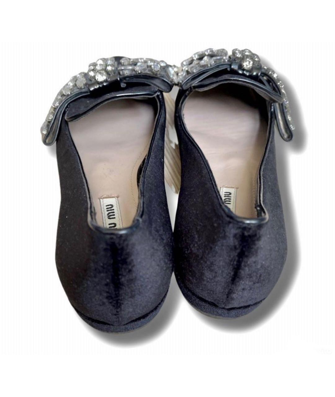 MIU MIU Черные бархатные балетки, фото 3