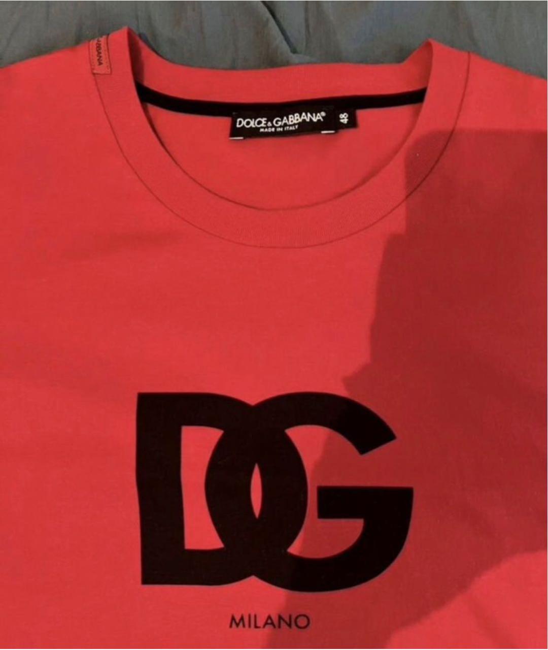 DOLCE&GABBANA Красная хлопковая футболка, фото 4