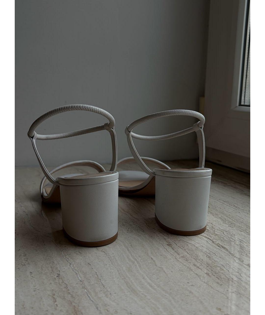 GIANVITO ROSSI Белые кожаные босоножки, фото 4