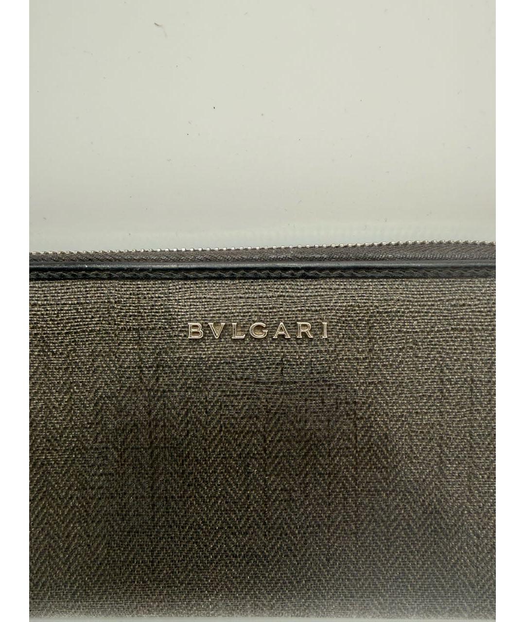 BVLGARI Хаки кожаный кошелек, фото 3