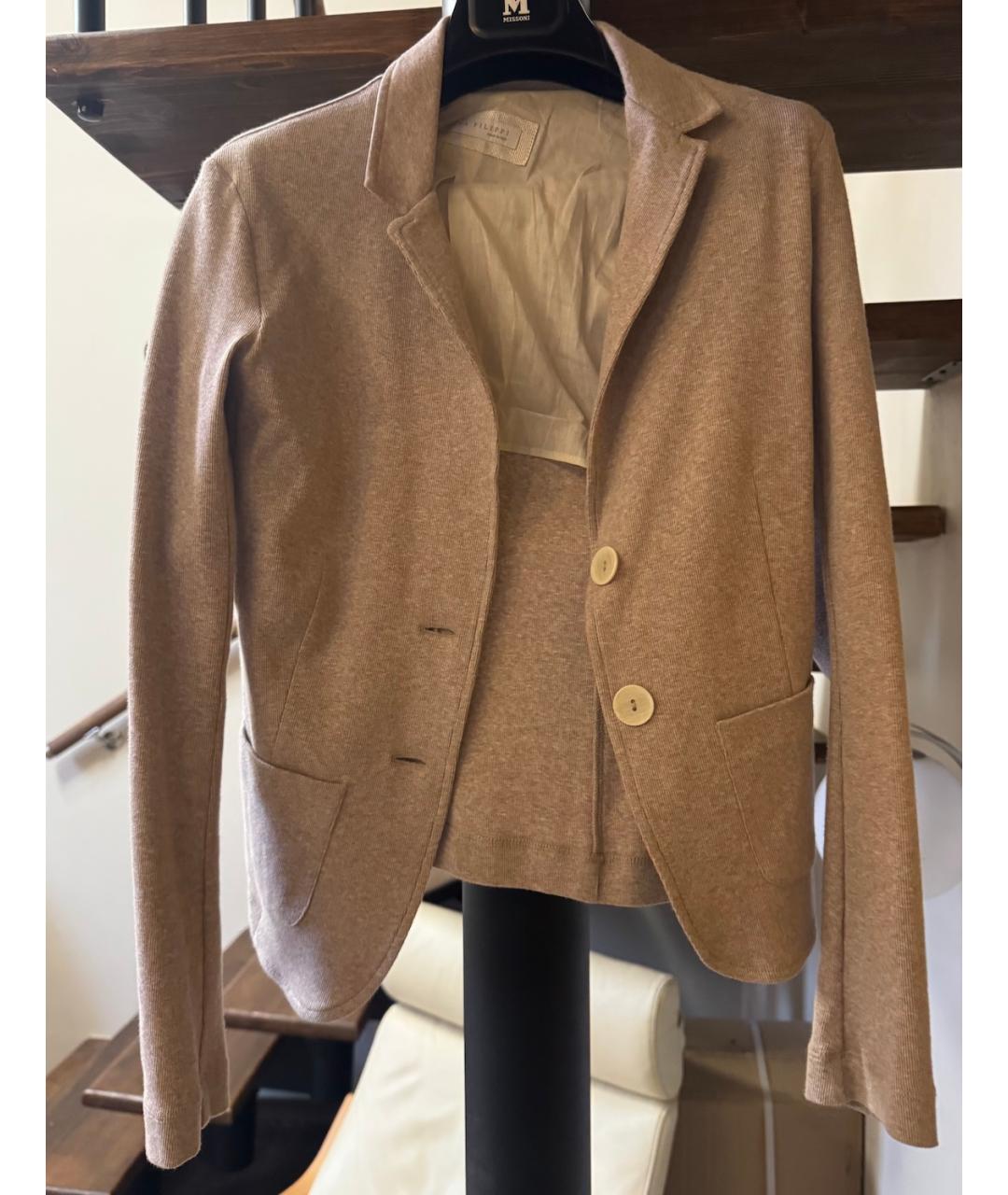 FABIANA FILIPPI Бежевый хлопковый жакет/пиджак, фото 3
