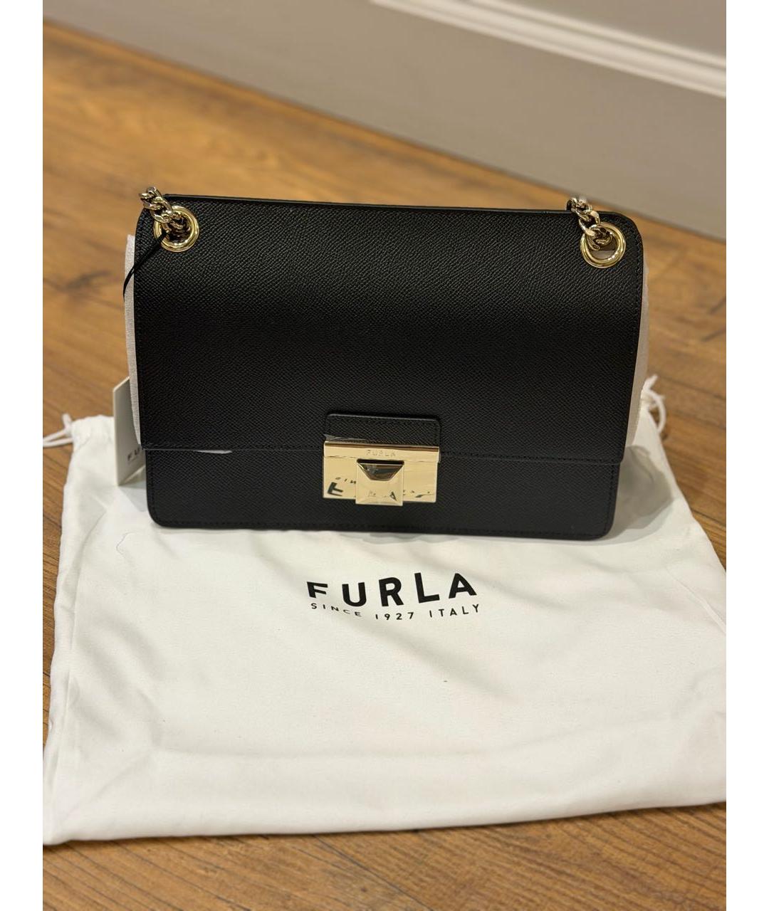 FURLA Черная кожаная сумка через плечо, фото 5