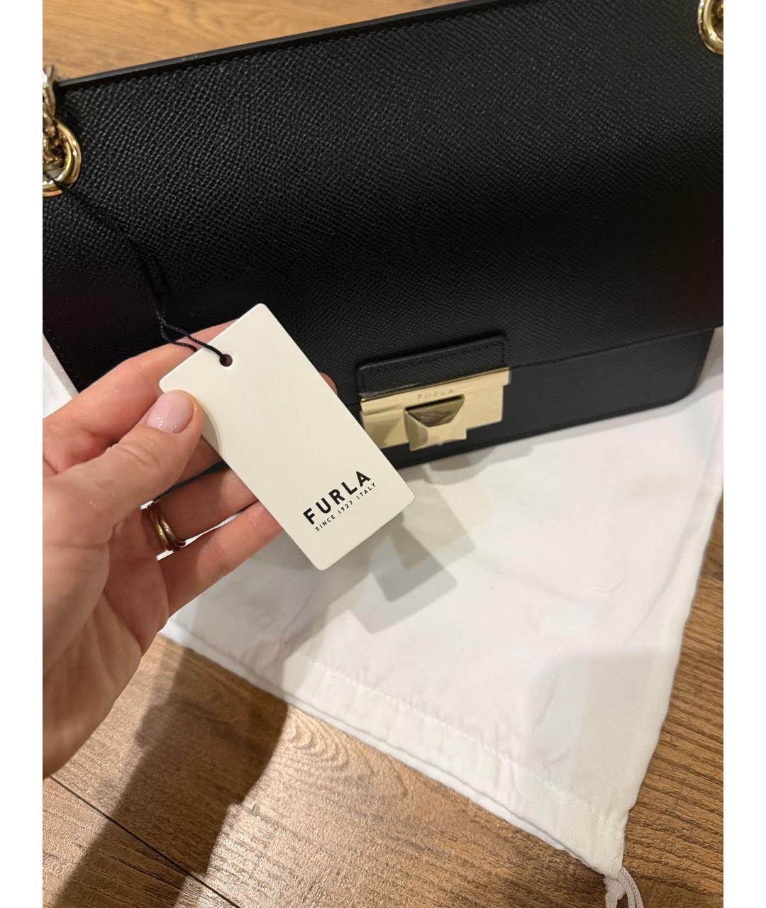 FURLA Черная кожаная сумка через плечо, фото 8