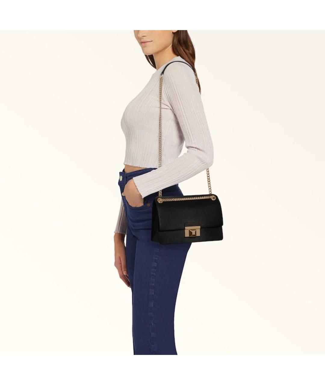 FURLA Черная кожаная сумка через плечо, фото 4