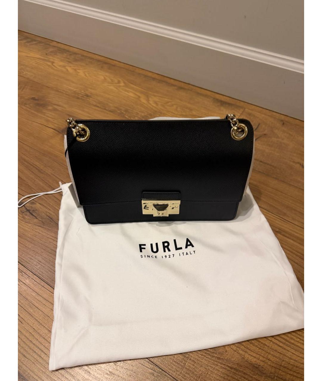 FURLA Черная кожаная сумка через плечо, фото 7